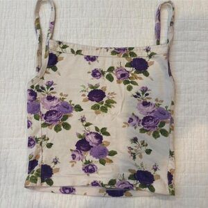 ‘Purple Flowers’ Cotton Tank